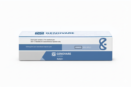 Box of Genovare pharmaceutical products on a white background