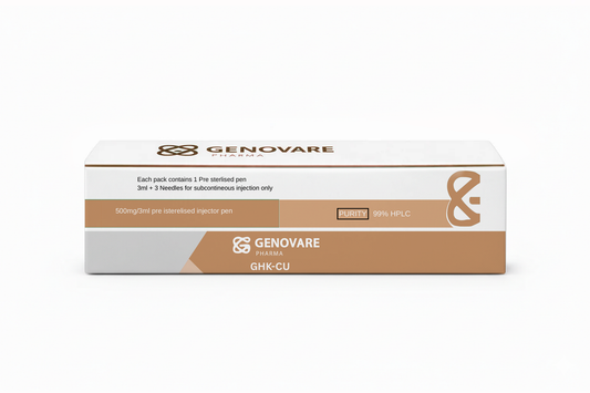 Genovare medical device packaging on a white background