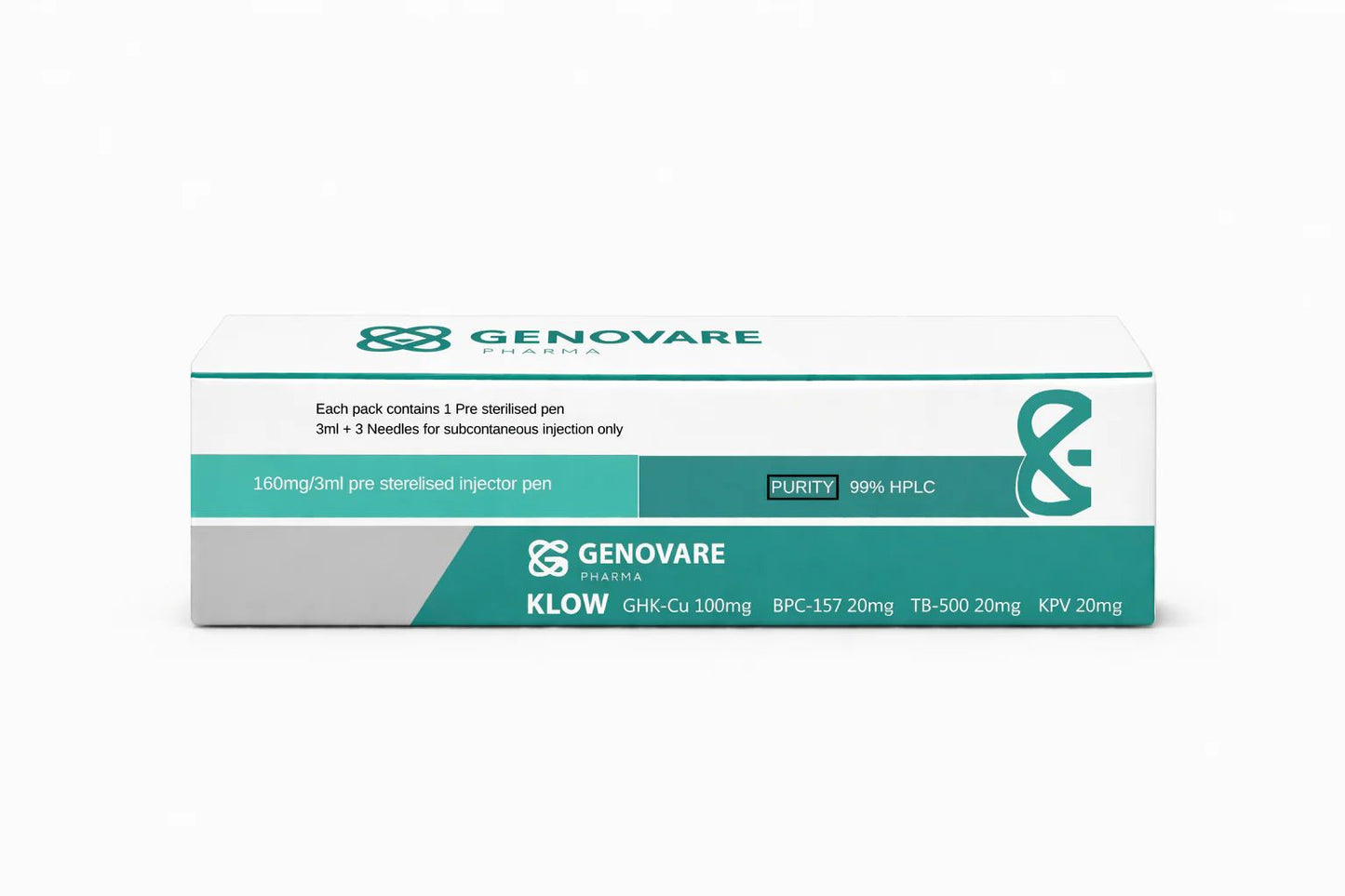 Genovare medical packaging on a white background