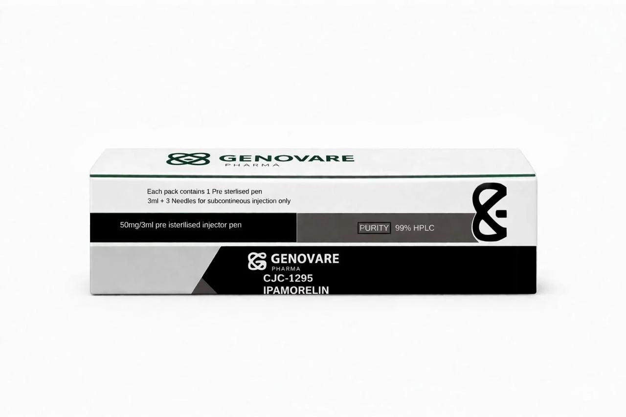 Genovare Tesmorelin packaging on a white background