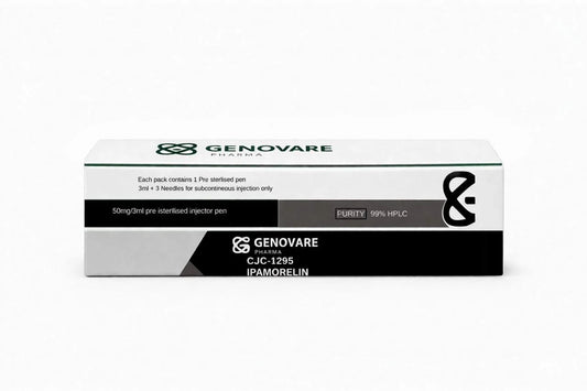 Genovare Tesmorelin packaging on a white background