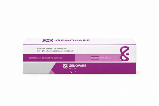 Genovare VIP injection pen packaging on a white background