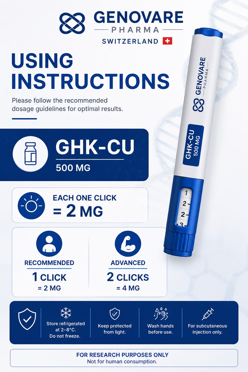 Genovare Peptides | GHK-Cu 500 mg Pen